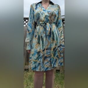 NWT Marciano By Guess Elegant Blue, Green and Gold Women's Dress